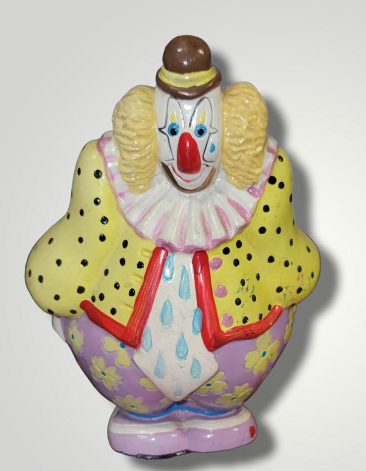 Vintage Mid Century Hard Plastic Small World Imports Clown Bank