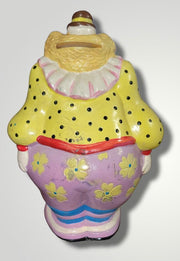 Vintage Mid Century Hard Plastic Small World Imports Clown Bank