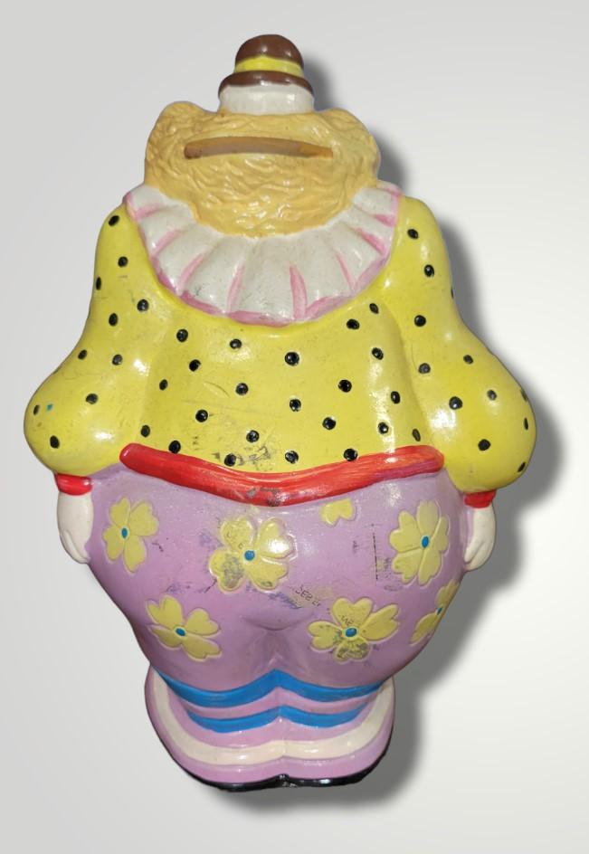 Vintage Mid Century Hard Plastic Small World Imports Clown Bank