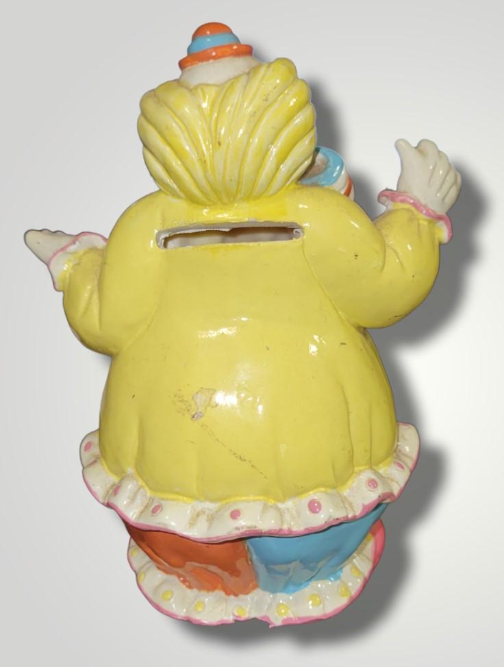 Vintage 1980s George Good Corp Hard Plastic Colorful Clown Bank