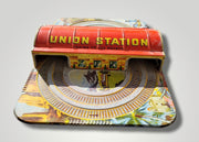 Vintage Antique Litho Tin Building Only Union Station By Automatic Toy Company