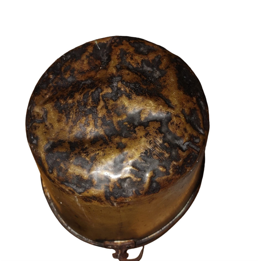 Vintage Antique Copper Bucket Wrought Iron Handle 9x9x7"