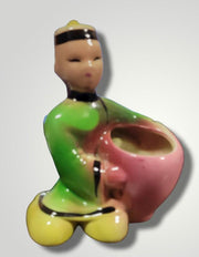 Vintage Mid Century Porcelain Geisha Wall Pocket Planter Japan