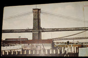 Vintage Souvenir 2 Folding Post Cards Statue Liberty Brooklyn Manhattan Bridges