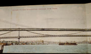 Vintage Souvenir 2 Folding Post Cards Statue Liberty Brooklyn Manhattan Bridges