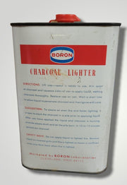 Vintage Boron Charcoal Grill Lighter Fluid 1 Quart Collectible Tin Can