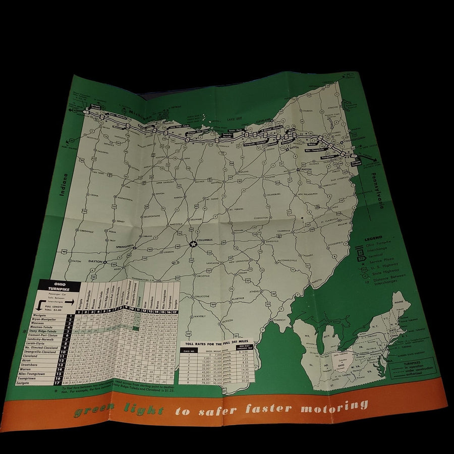 Vintage Ohio OH Turnpike Map Brochure Souvenir Travel Guide Tour Tourism