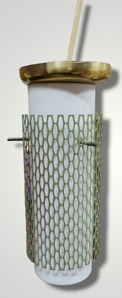 Brotherhood Of Electric Workers Mid Century Brass Mesh Ceiling Light Fixture