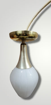 Brotherhood Of Electric Workers Mid Century Brass White Glass Ceiling Light