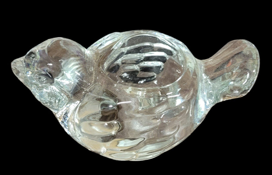 Adorable Vintage Bird Of Happiness Clear Glass Candle Holder Paper Weight