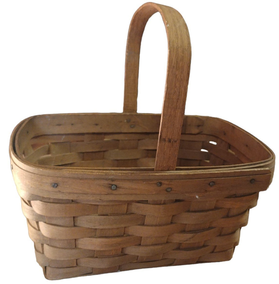 Longaberger Brown Vintage 1986 Handwoven Basket With Signature
