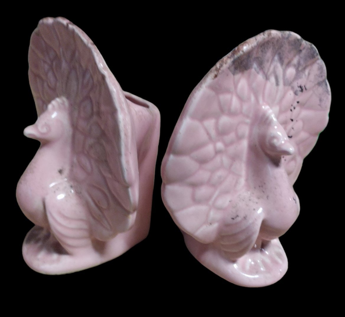 Pink Vintage MCM Ceramic Shawnee USA Peacock Wall Pocket Pottery