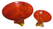 Vintage 1960s Handmade Viking Art Glass Bowl and Candle Holder Pair