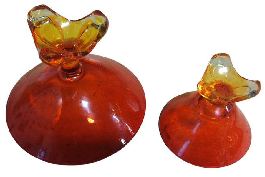 Vintage 1960s Handmade Viking Art Glass Bowl and Candle Holder Pair
