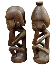 Antique Wooden Twin African "Man and Woman" Handmade Carved Decoration Statues