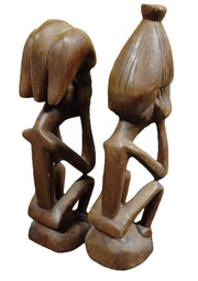 Antique Wooden Twin African "Man and Woman" Handmade Carved Decoration Statues