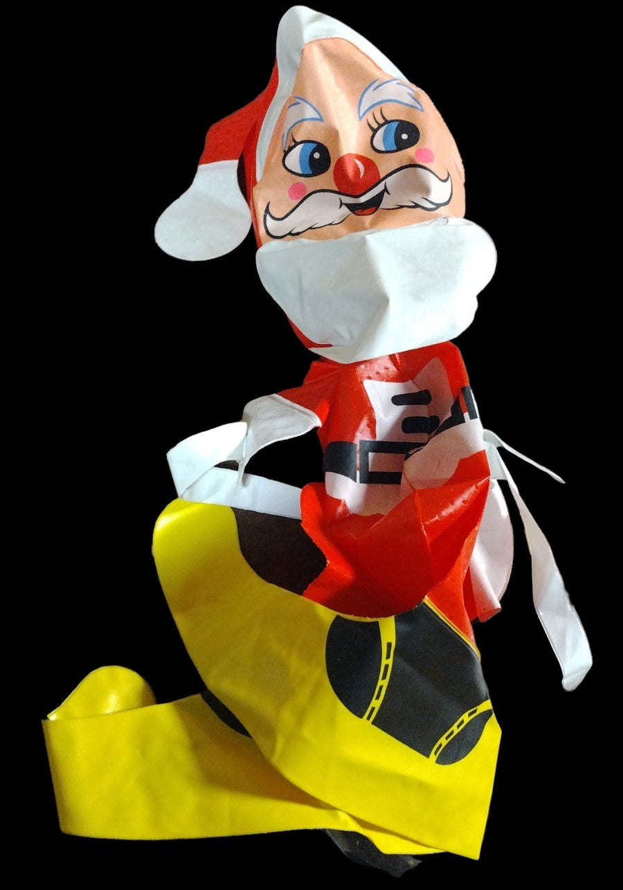 Vintage Inflatable Jolly Santa on Sled Mid Century Modern