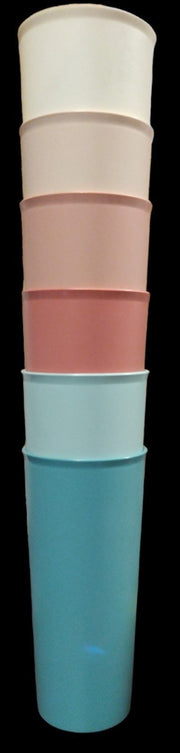 Set of 6 Pastel Solid Plastic Tupperware Tumbler Cups Drinkware Made in USA