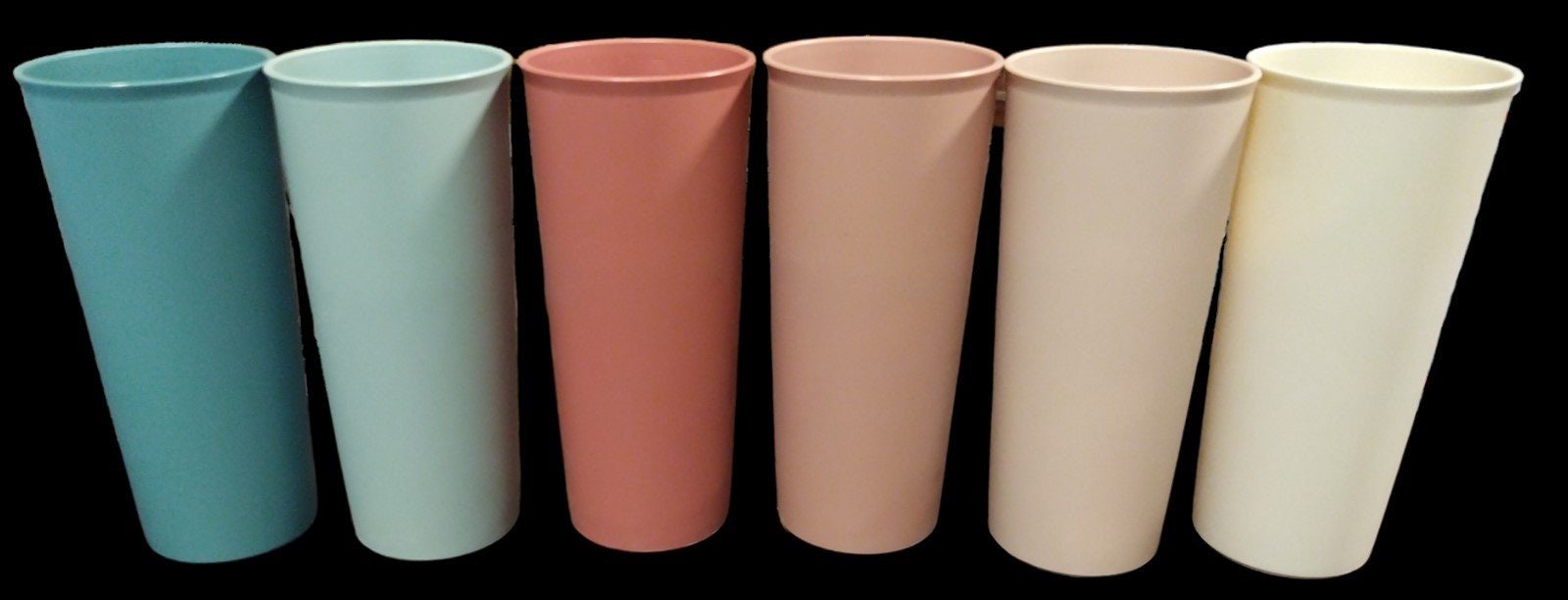 Set of 6 Pastel Solid Plastic Tupperware Tumbler Cups Drinkware Made in USA