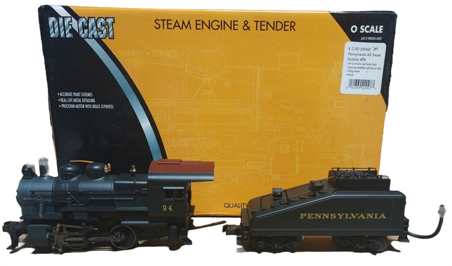 Vintage Die-Cast Kline O-Scale K-3180-0094W PA A5 Steam Engine Train & Tender