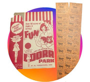 Idora Park Memories Original Popcorn Box plus 30 cent Ticket 2 Individual Strips