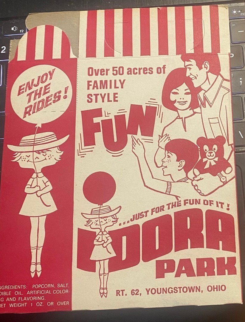Idora Park Memories Original Popcorn Box plus 30 cent Ticket 2 Individual Strips