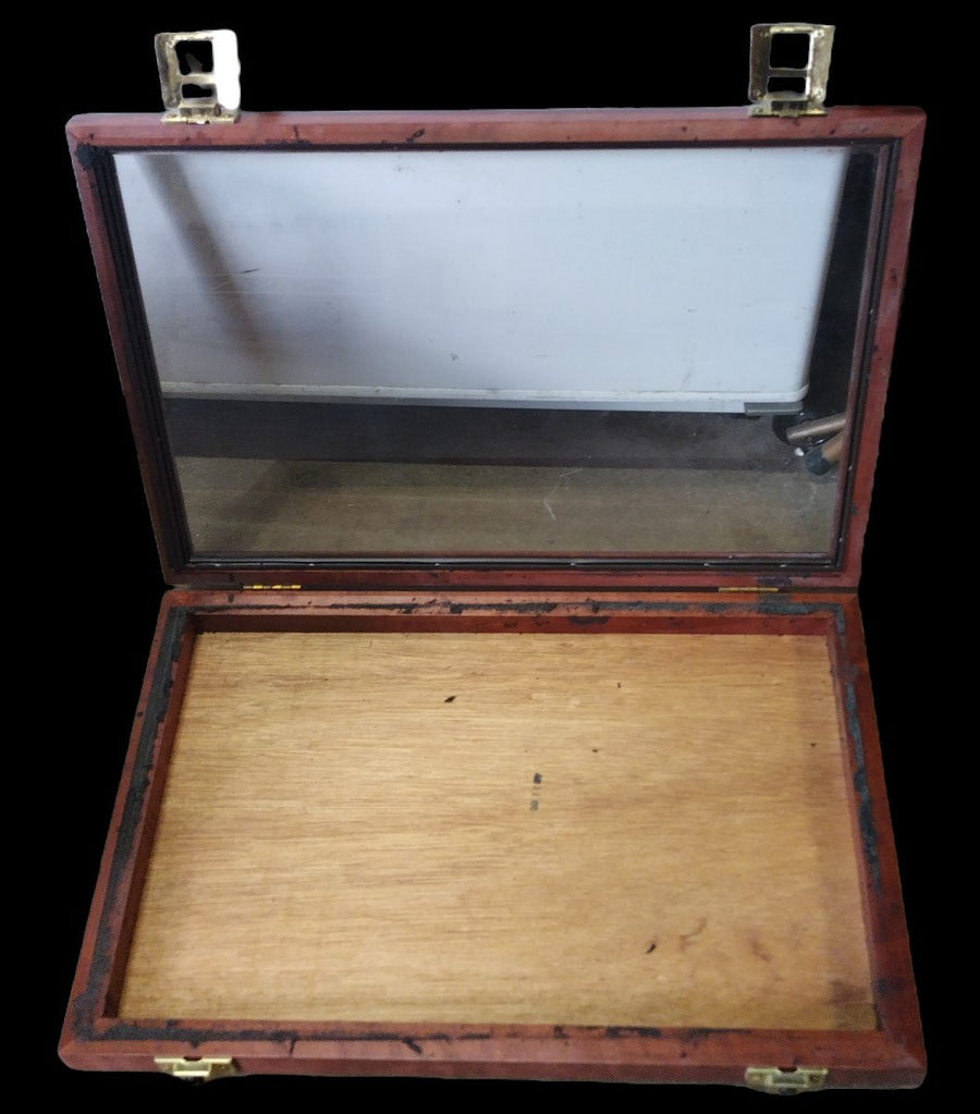 Vintage Premium Leather-Lined Wood Jewelry Case with Glass Cover