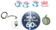 Vintage 1960s JFK John F Kennedy Political Campaign Pins and Gold Keychain Coins