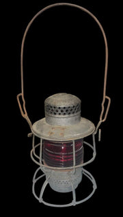 Antique New York Central System Railroad Adlake Kero Red Glass Lantern