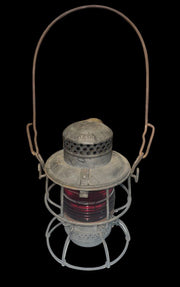 Antique New York Central System Railroad Adlake Kero Red Glass Lantern