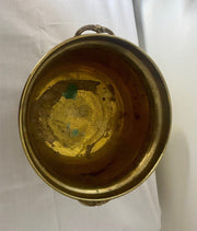 Antique Brass Ornate Oval Bowl with Handles Vase Decor
