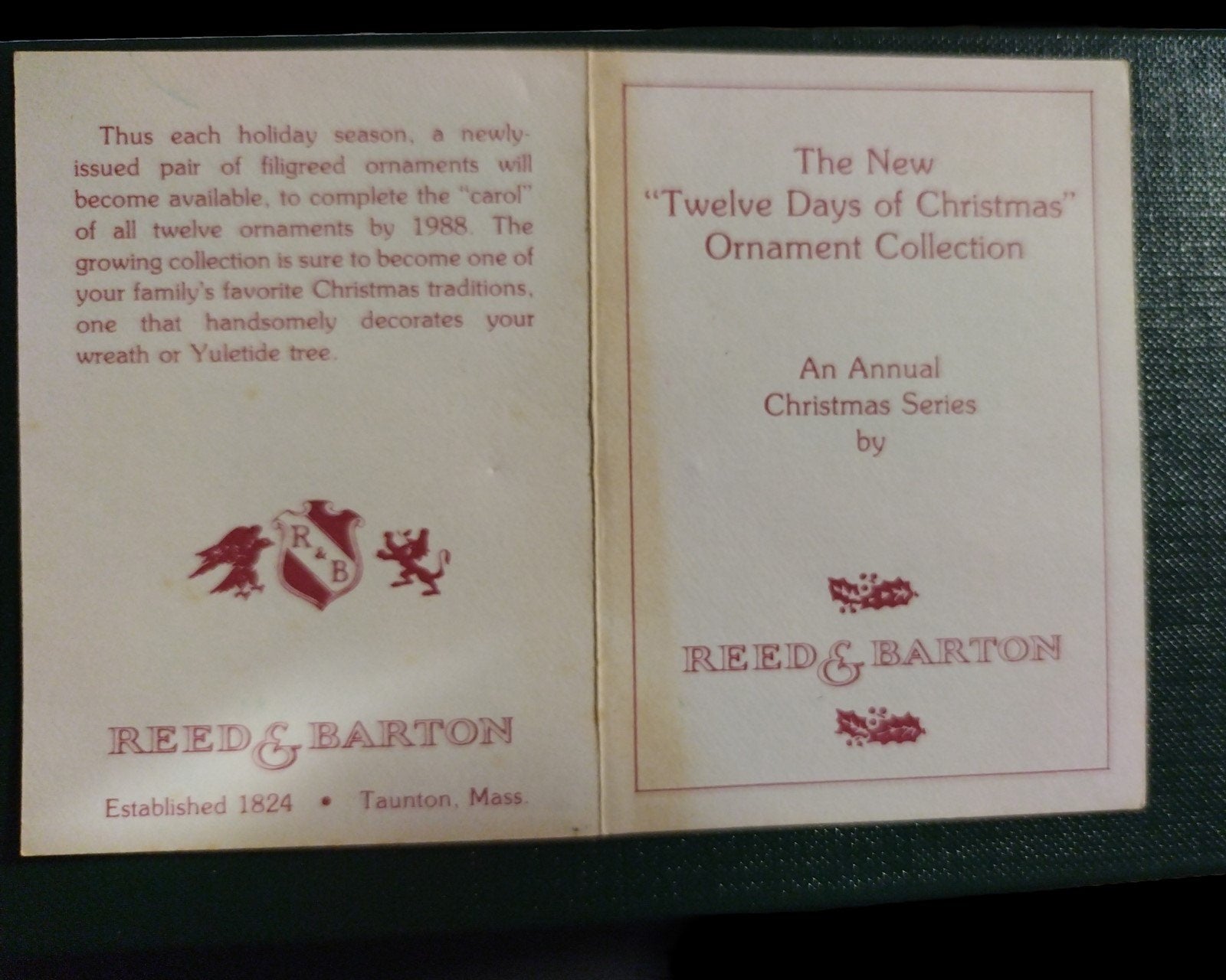 Vintage "12 Days of Christmas" Reed and Barton Set of Specialty Tree Ornaments