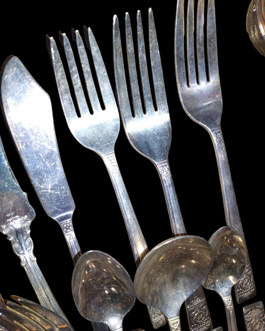 Vintage Silverware Set Knives Spoons Forks Stainless Steel National Silver Co.