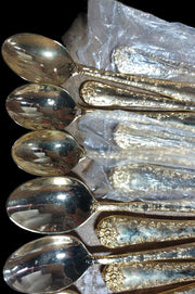 Vintage WM Rogers & Sons Gold Metal Kitchen Utensil Set Knives Spoons