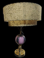 Vintage MCM Gold Pink Speckled Patterned Ornate Rotating Electrical Lamp