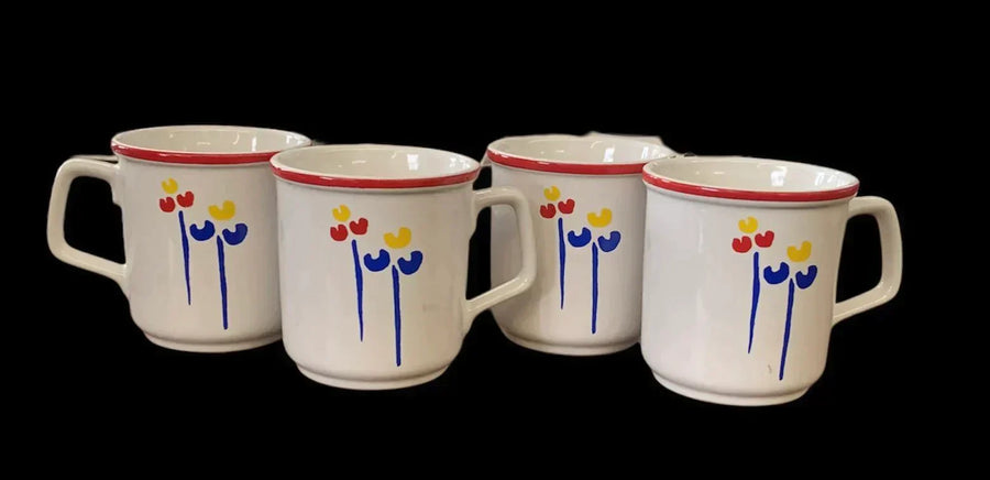 Tulips Dinnerware Set by Riva Designs 17pc 1970 MCM Midcentury Modern Vintage