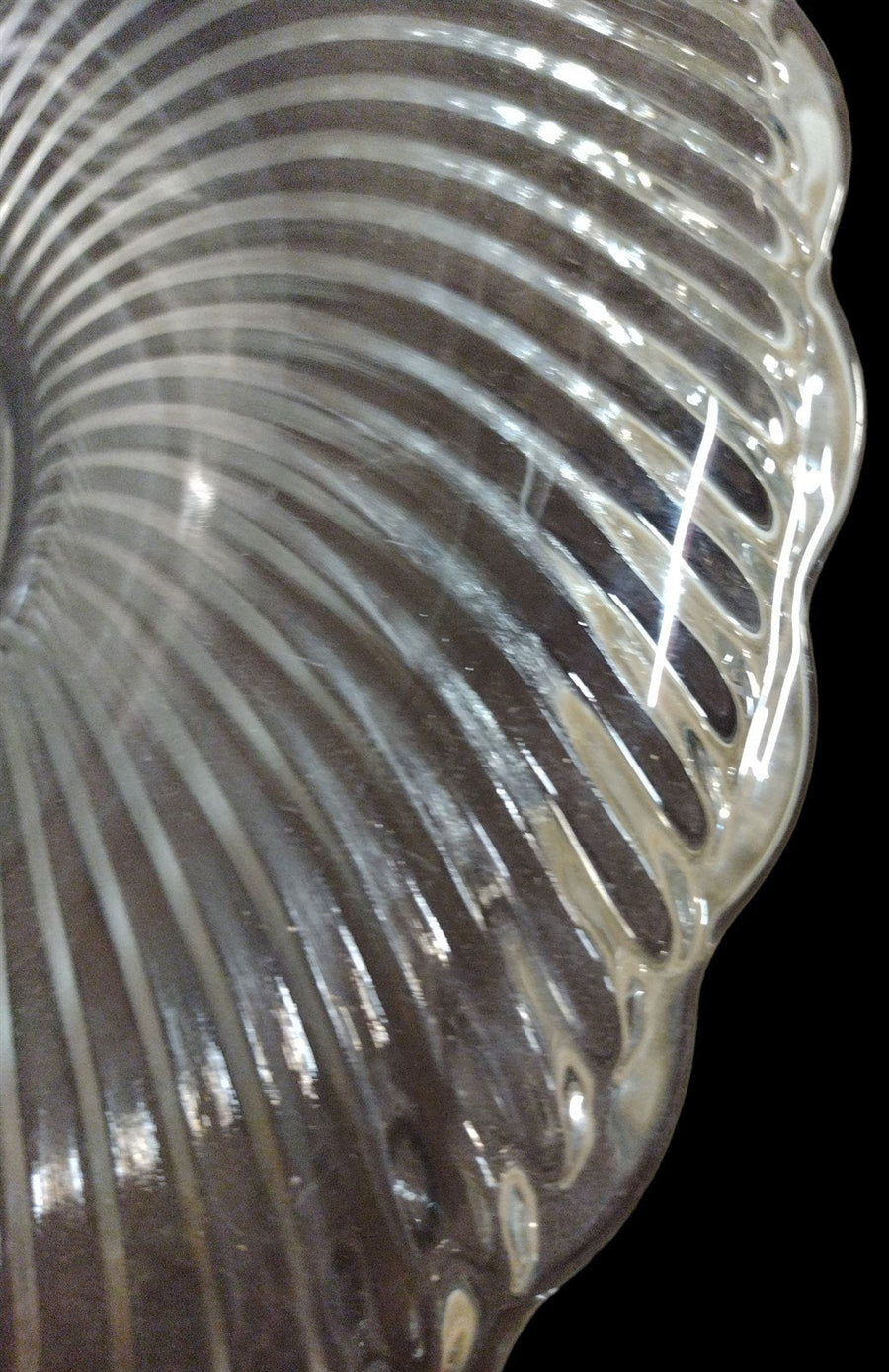 Vintage Clear Crystal Depression Glass Mid Century Modern Salad Serving Bowl