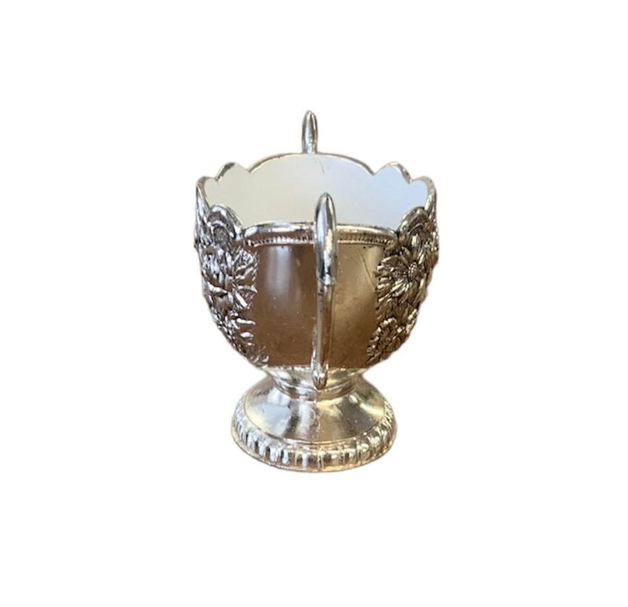 Himark Vintage Sugar Creamer Set with Tray 3pc Silver Rose Embossed