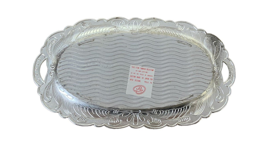 Himark Vintage Sugar Creamer Set with Tray 3pc Silver Rose Embossed