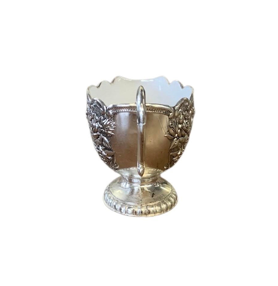 Himark Vintage Sugar Creamer Set with Tray 3pc Silver Rose Embossed