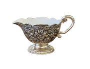 Himark Vintage Sugar Creamer Set with Tray 3pc Silver Rose Embossed
