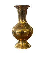 Vintage Brass Floral Etched Vase MCM Mid Century Modern 60s 70s India