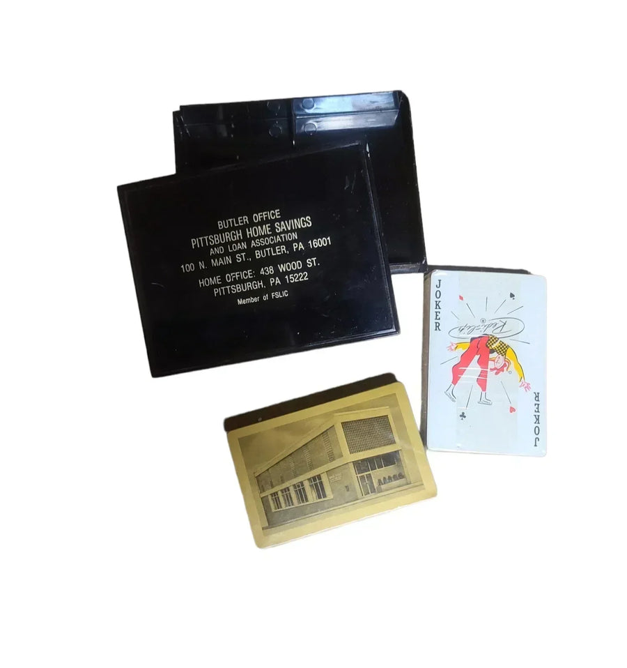 Vintage Antique Home Savings Bank Pittsburgh PA Playing Cards Set Two Decks Case
