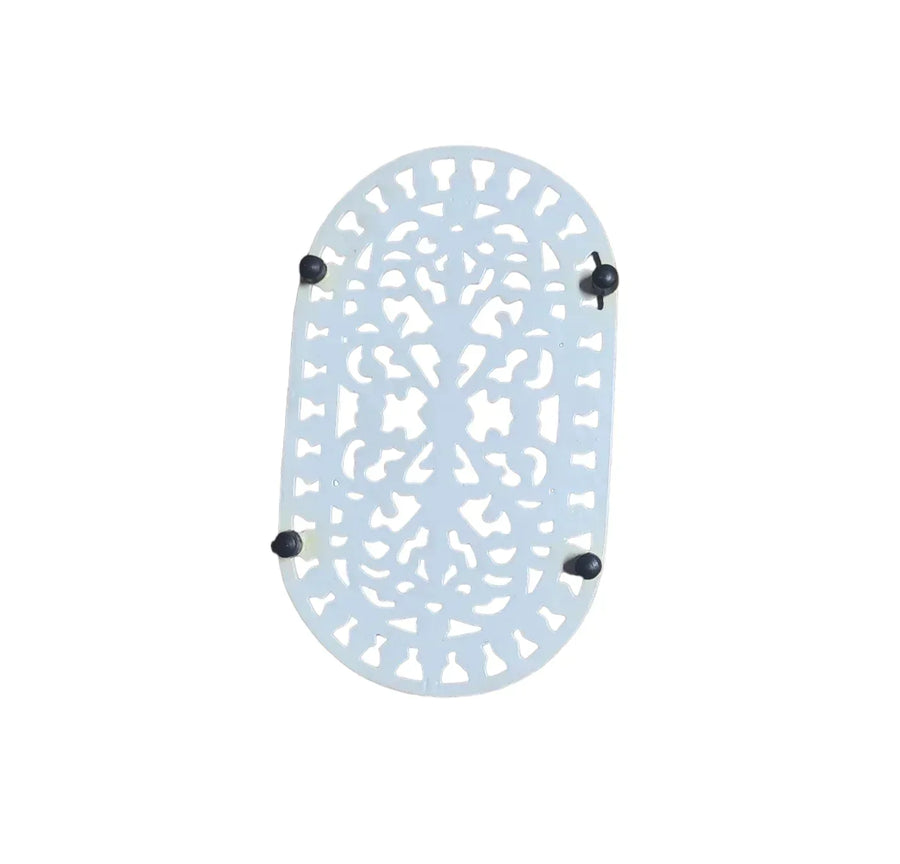 Vintage Cast Iron White Footed Trivet Victorian Ornate Kitchen Stand Antique