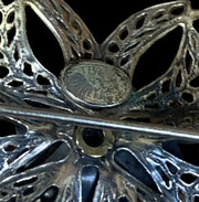 Vintage 925 Sterling Silver By Jewelart Filigree Style Floral Brooch Flower Pin