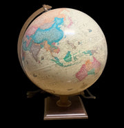Replogle Illuminated Globe Desk Table Lamp Works Raised Relief 1980 12 Diameter