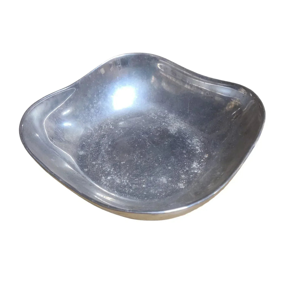Vintage Wilton Armetale Pewter Scalloped Square Serving Bowl Large Dinnerware