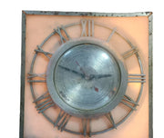 Retro Vintage Functional Analog Clock Lighted Vintage Mid Century Gold Square