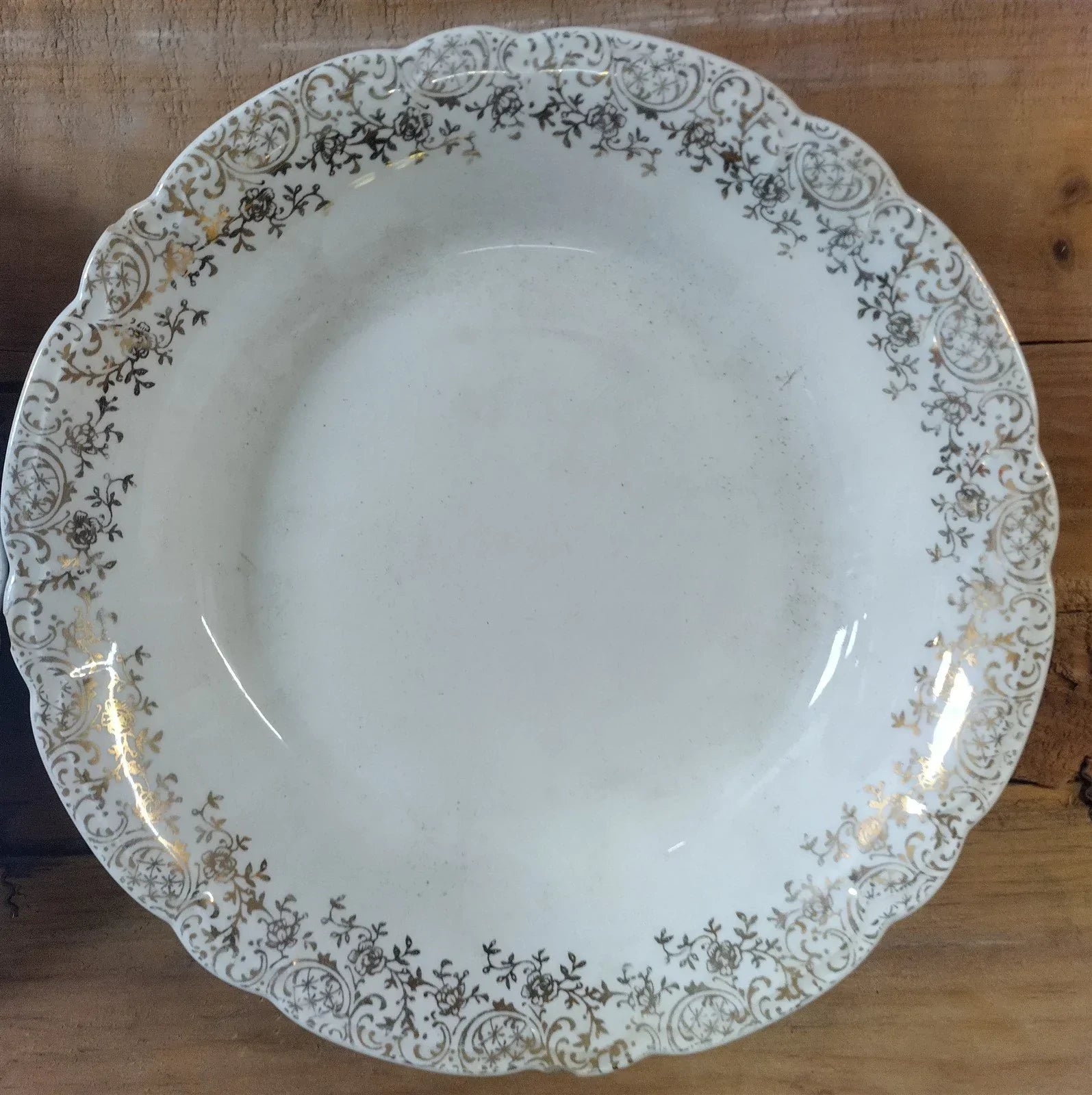 Vintage Pair of F. S. C. Company 22k Warranted Ceramic White Gold Trim Bowls