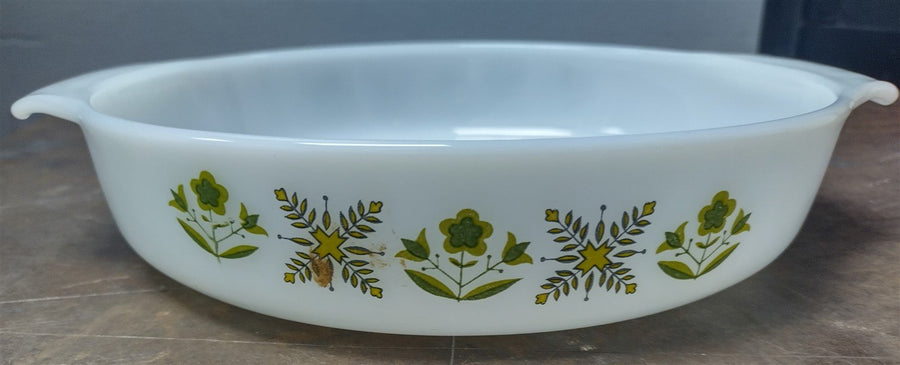 Vintage Oven-Proof Anchor Hocking Glass White Casserole Dish and 3 Bowls